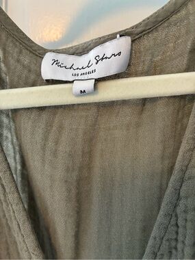 Michael Stars Olive V-Neck Dress medium Gauze